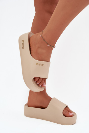 Pantofole da donna Pantofole leggere con una piattaforma Big Star SS274722 beige