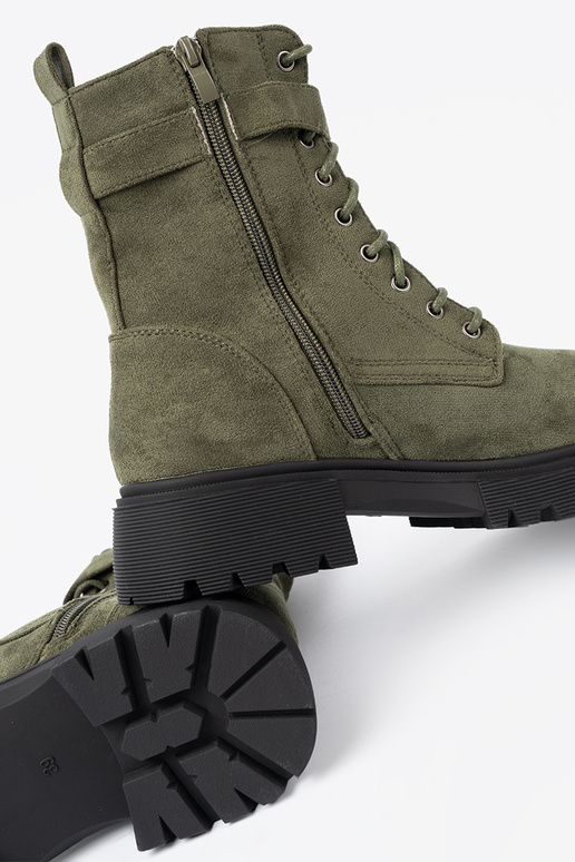 colore kaki stivali da equitazione alti z grubą podeszAą i laccim