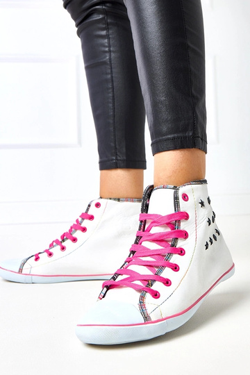 Sneakers alte bianche con motivo geometrico "Kalert" 2