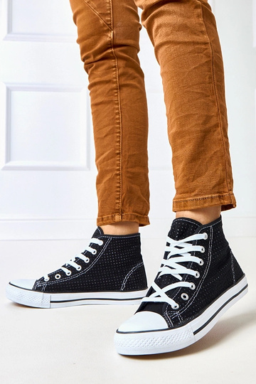 Sneakers alte nere traforate "Taris" 2
