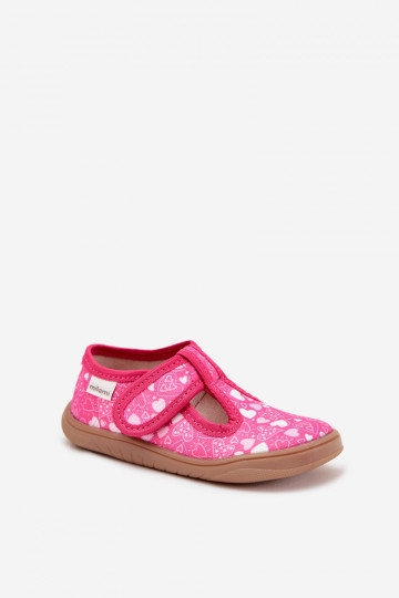 Ciabatte barefoot per bambini con cuoricini e chiusure adesive Milami rosa Talira
