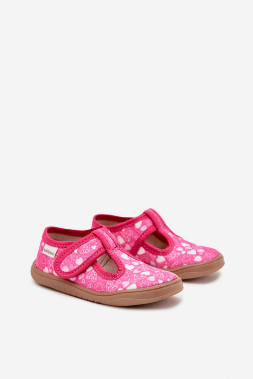 Pantofole Barefoot Infantile con i cuori con chiusure adesive Milami colore rosa Talirae