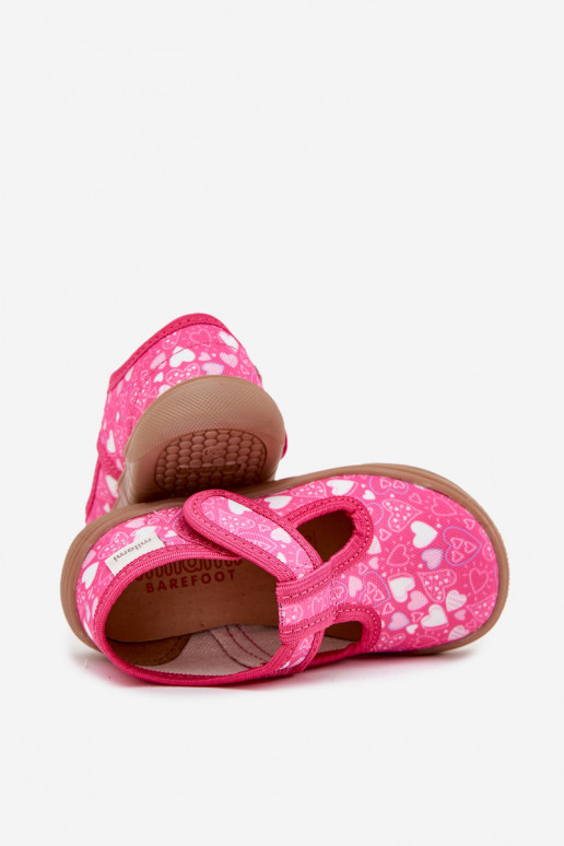 Pantofole Barefoot Infantile con i cuori con chiusure adesive Milami colore rosa Talirae