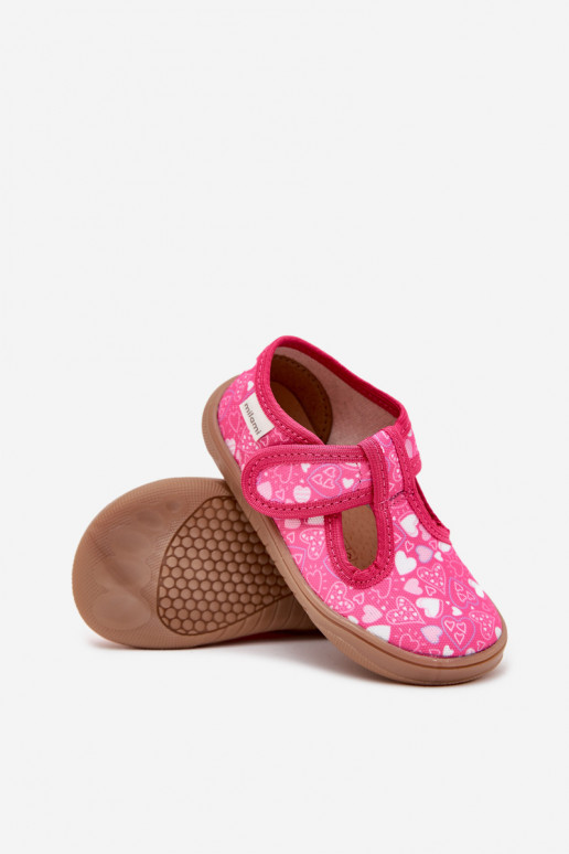 Pantofole Barefoot Infantile con i cuori con chiusure adesive Milami colore rosa Talirae