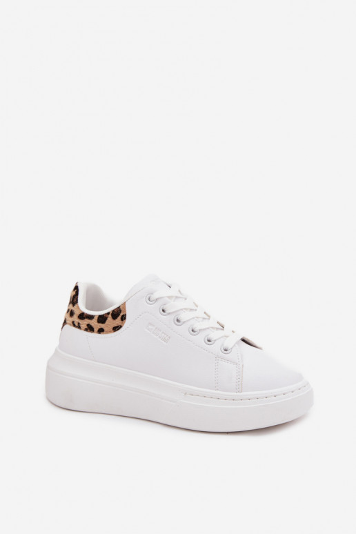 Scarpe modello sneakers Femminile con una piattaforma Big Star SS274247 Colore bianco con motivi di pelliccia di leopardo