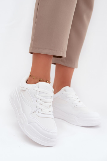 Scarpe da donna bianche stile sneakers con plateau Big Star SS274590 HI-POLY SYSTEM