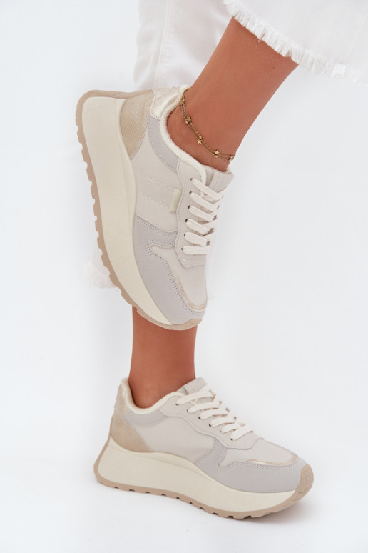 riscaldamento Scarpe modello sneakers Femminile con una piattaforma Big Star SS274008 HI-POLY SYSTEM colore avorio