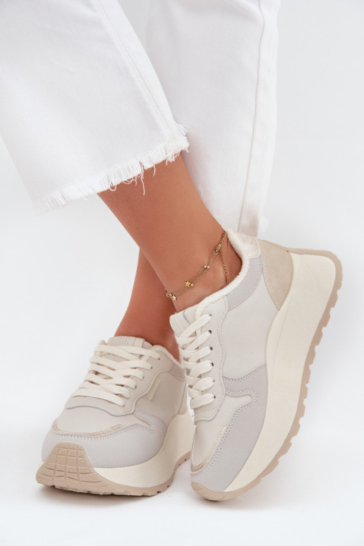 riscaldamento Scarpe modello sneakers Femminile con una piattaforma Big Star SS274008 HI-POLY SYSTEM colore avorio