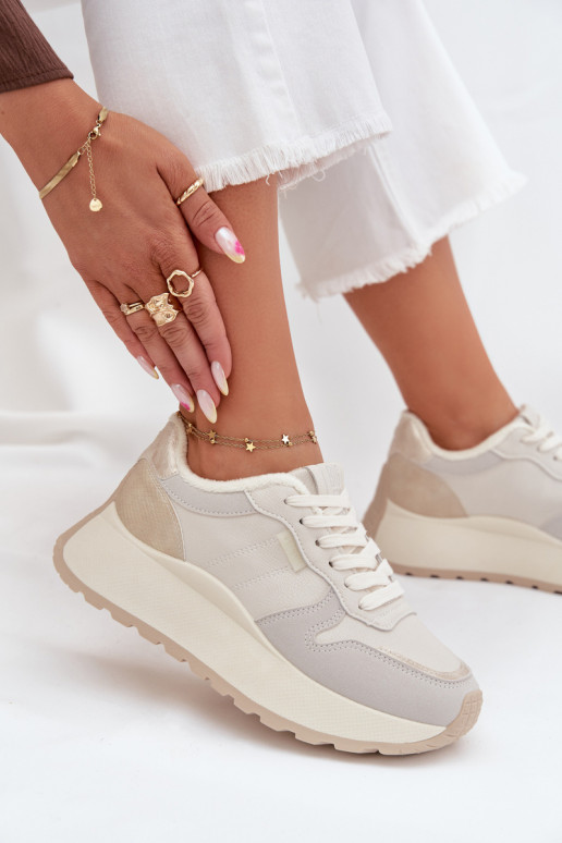 riscaldamento Scarpe modello sneakers Femminile con una piattaforma Big Star SS274008 HI-POLY SYSTEM colore avorio