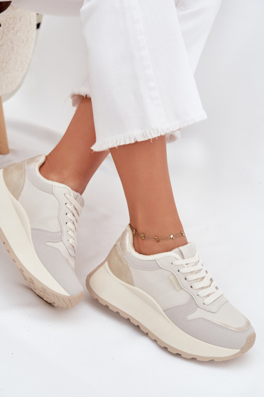 riscaldamento Scarpe modello sneakers Femminile con una piattaforma Big Star SS274008 HI-POLY SYSTEM colore avorio