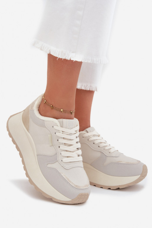 riscaldamento Scarpe modello sneakers Femminile con una piattaforma Big Star SS274008 HI-POLY SYSTEM colore avorio
