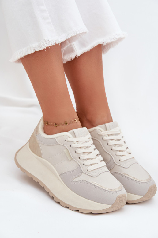 riscaldamento Scarpe modello sneakers Femminile con una piattaforma Big Star SS274008 HI-POLY SYSTEM colore avorio