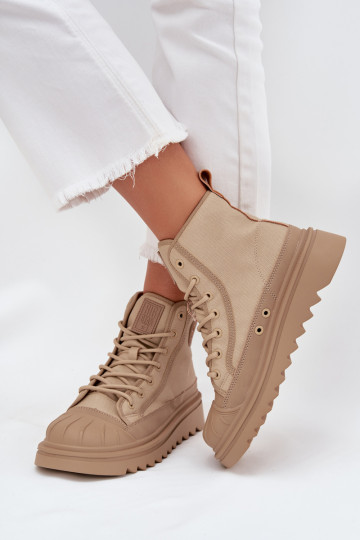 Scarpe casual da donna imbottite color sabbia con stivaletto Big Star OO274A356 2