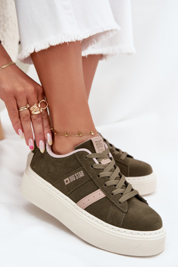 Scarpe da donna sneakers verdi con plateau Big Star SS274349