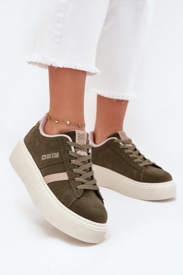Scarpe da donna sneakers verdi con plateau Big Star SS274349 2