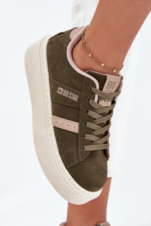 Scarpe modello sneakers Femminile con una piattaforma Big Star SS274349 colore verde