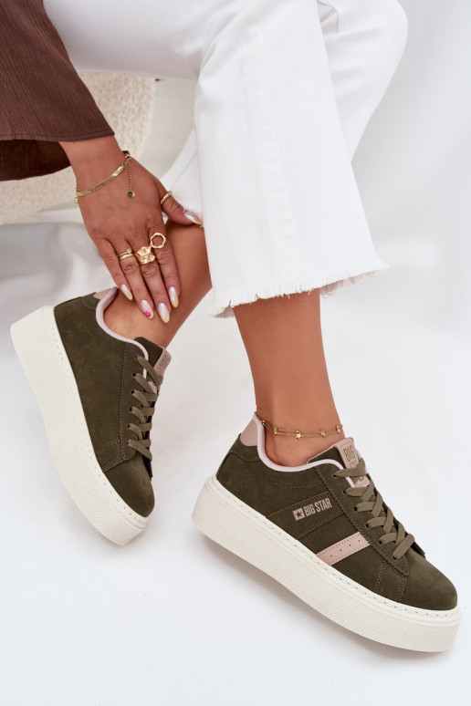 Scarpe modello sneakers Femminile con una piattaforma Big Star SS274349 colore verde