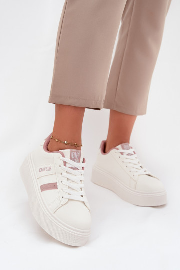 Scarpe da donna sneakers bianche con plateau Big Star SS274346 2