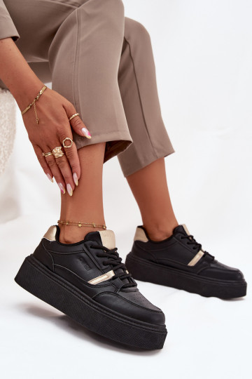Scarpe da donna sneakers nere con plateau Big Star SS274360