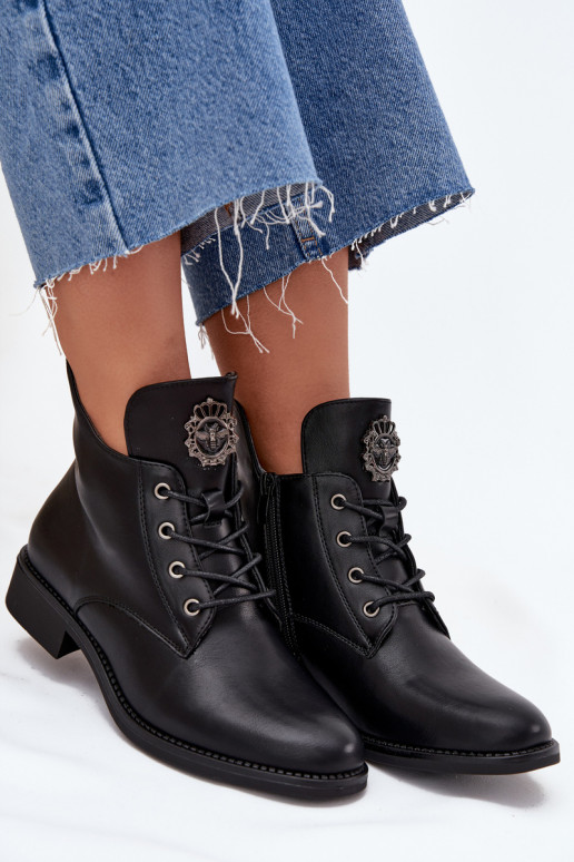 scarpe con tacco basso da donna con tacchi larghi Con decorazioni Detalem riscaldamento colore nero Cylira