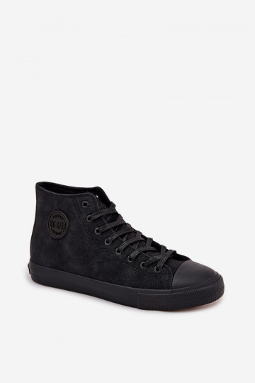 Sneakers da uomo calde in pelle sintetica nere "Big Star OO174247 HI-POLY SYSTEM"