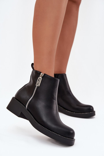 riscaldamento scarpe con tacco basso da donna con gli occhi scintillanti colore nero Vionna