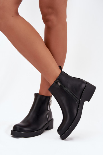 riscaldamento scarpe con tacco basso da donna con gli occhi scintillanti colore nero Vionna 2