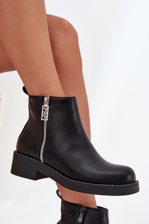 riscaldamento scarpe con tacco basso da donna con gli occhi scintillanti colore nero Vionna