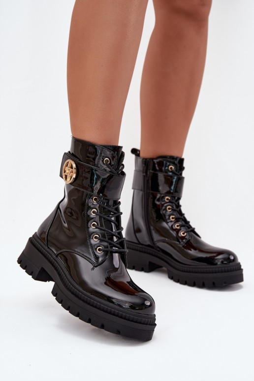 con effetto vernice Stivaletti da lavoro Femminile Ze colore doratom Detalem riscaldamento colore nero Fiorena con effetto vernice Stivaletti da lavoro Femminile Ze colore doratom Detalem riscaldamento colore nero Fiorena