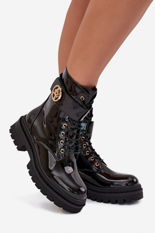 con effetto vernice Stivaletti da lavoro Femminile Ze colore doratom Detalem riscaldamento colore nero Fiorena con effetto vernice Stivaletti da lavoro Femminile Ze colore doratom Detalem riscaldamento colore nero Fiorena