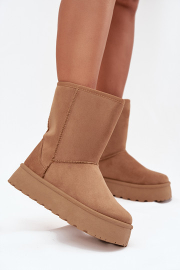 Stivali da neve donna con pelliccia color marrone Abrams