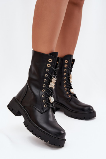 Stivaletti da lavoro FemminilePrzypinkami riscaldamento colore nero Lomina