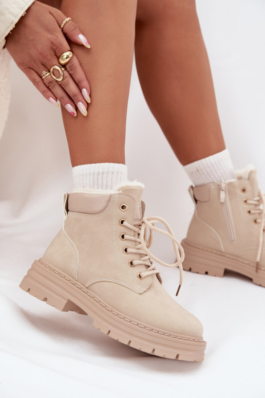 scarpe Femminile riscaldamento con pelliccia all interno Al Castello colore avorio Tharika