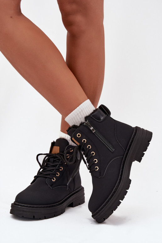 scarpe Femminile riscaldamento con pelliccia all interno Al Castello colore nero Tharika