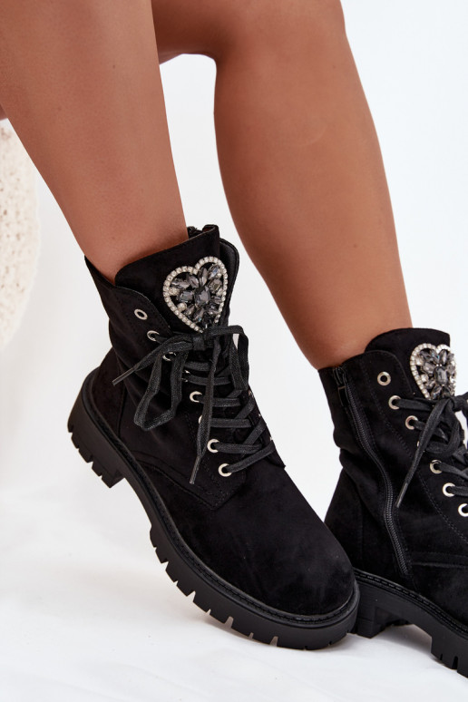 Stivaletti da lavoro Con gioielli riscaldamento in ecopelle scamosciataoAe colore nero Miryssa