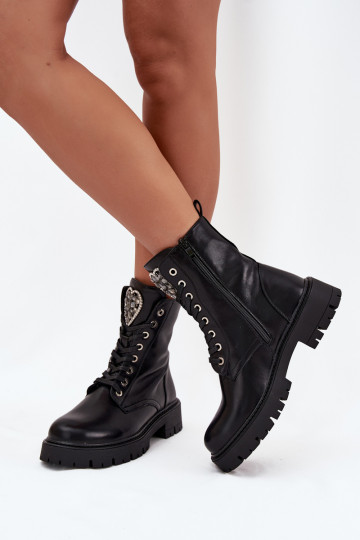 Stivaletti da lavoro Con gioielli riscaldamento Eko Pelle colore nero Miryssa