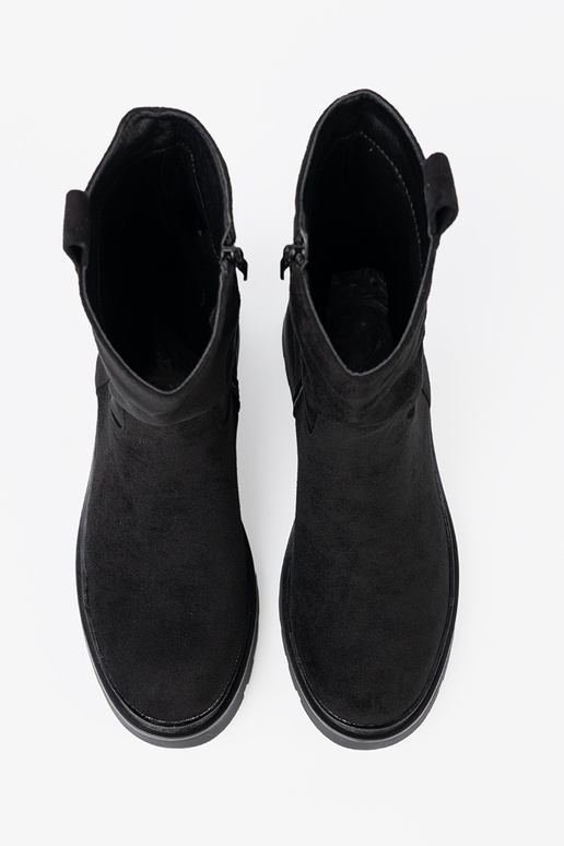 Elegante scarpe alla caviglia z grubą, czarną podeszAą