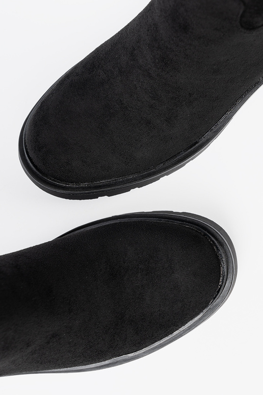 Elegante scarpe alla caviglia z grubą, czarną podeszAą