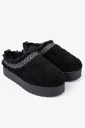 scarpe a'la Stivali da neve A colore nerom kolorze z ozdobnym haftem