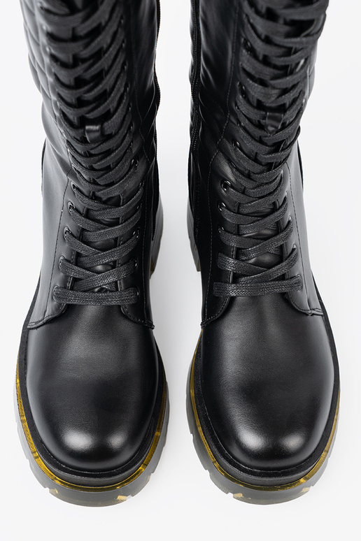 Elegantello classico colore nero stivali lunghi z laccim i suAakiem