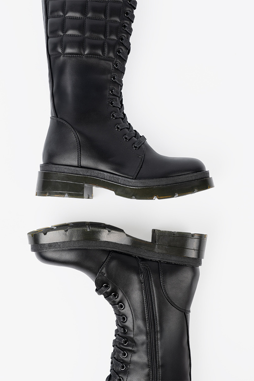 Elegantello classico colore nero stivali lunghi z laccim i suAakiem