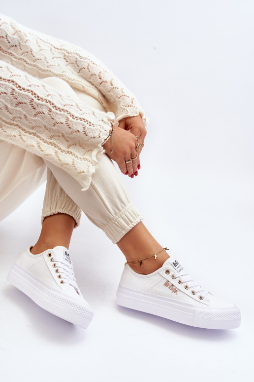 Scarpe con plateau da donna Lee Cooper LCW-24-31-2725 bianche