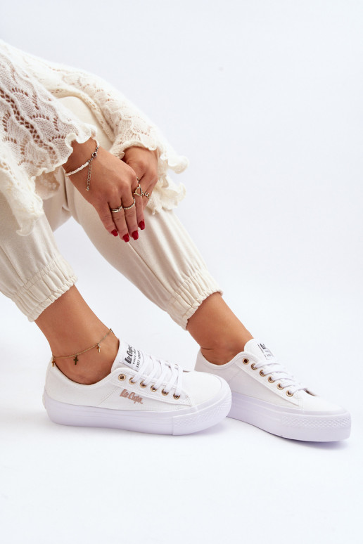Scarpe con plateau da donna Lee Cooper LCW-24-31-2725 bianche