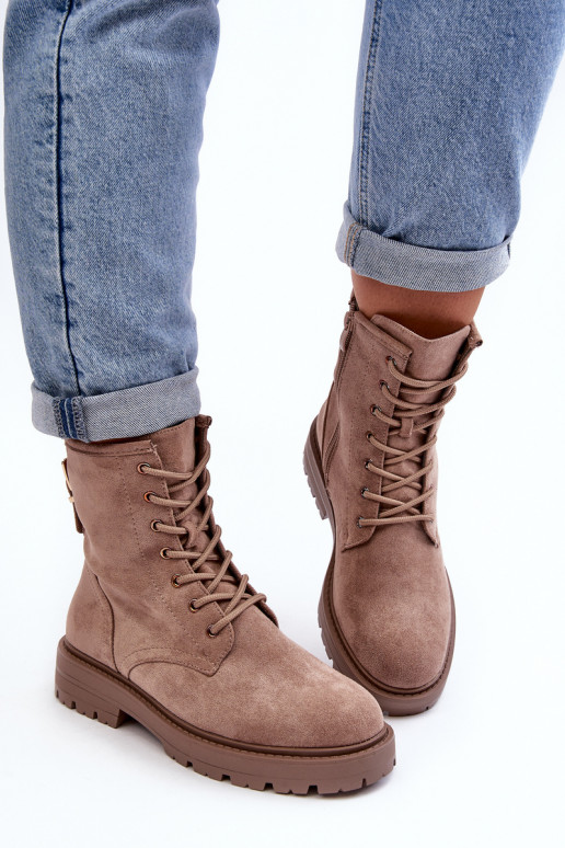 Femminile Stivaletti da lavoro con cerniere beige Ninsuni Femminile Stivaletti da lavoro con cerniere beige Ninsuni