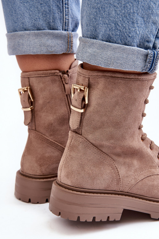 Femminile Stivaletti da lavoro con cerniere beige Ninsuni Femminile Stivaletti da lavoro con cerniere beige Ninsuni