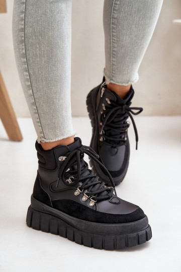 Femminile riscaldamento Stivali scarpe con una piattaforma colore nero Jelenia