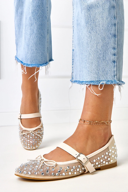 Ballerine beige in rete con cristalli... Ballerine beige in rete con cristalli...