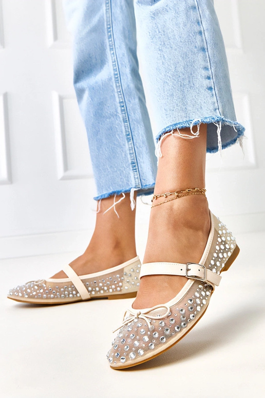 Ballerine beige in rete con cristalli... Ballerine beige in rete con cristalli...