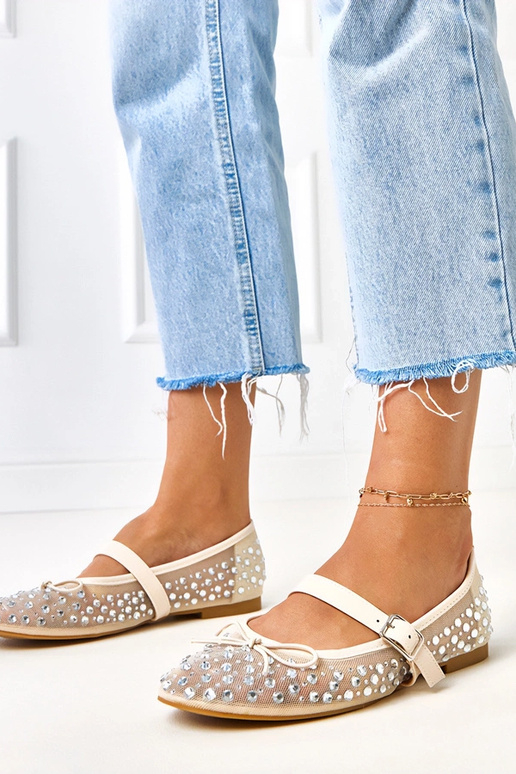 Ballerine beige in rete con cristalli... Ballerine beige in rete con cristalli...