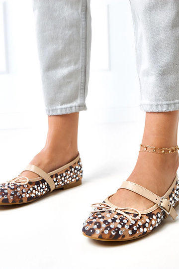 Ballerine in rete a motivo leopardato con cristalli Elasida